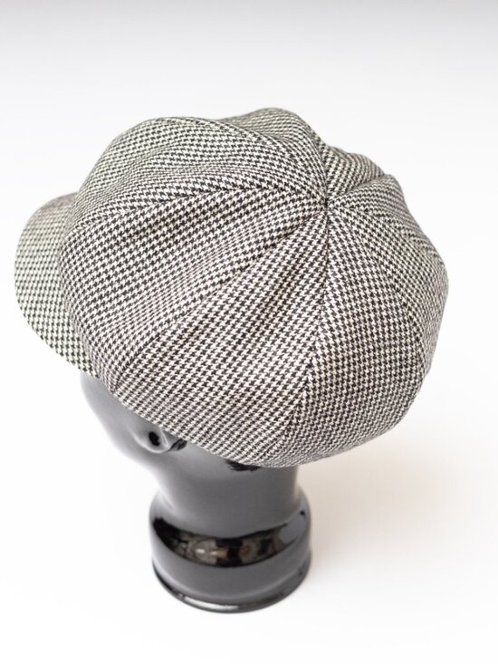 Upcycled Vintage Wool Houndstooth Newsboy Baker boy Paperboy Hat main image 5